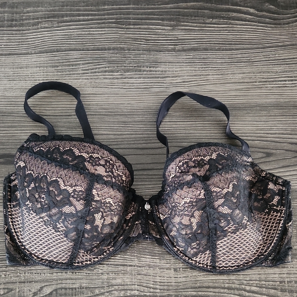 Adore Me Lightly Lined Black Lace Bra